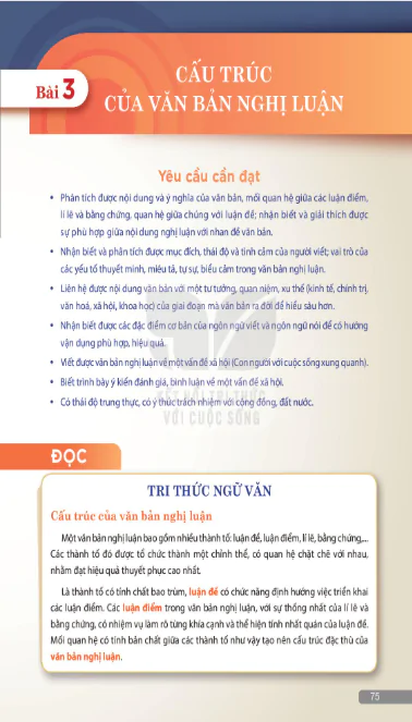 Bài 3: CẤU TRÚC CỦA VĂN BẢN NGHỊ LUẬN