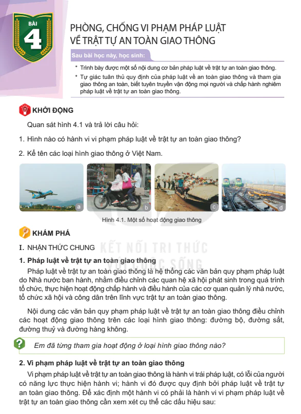 Bài 4: Phòng, Chống Vi Phạm Pháp Luật Về Trật Tự An Toàn Giao Thông