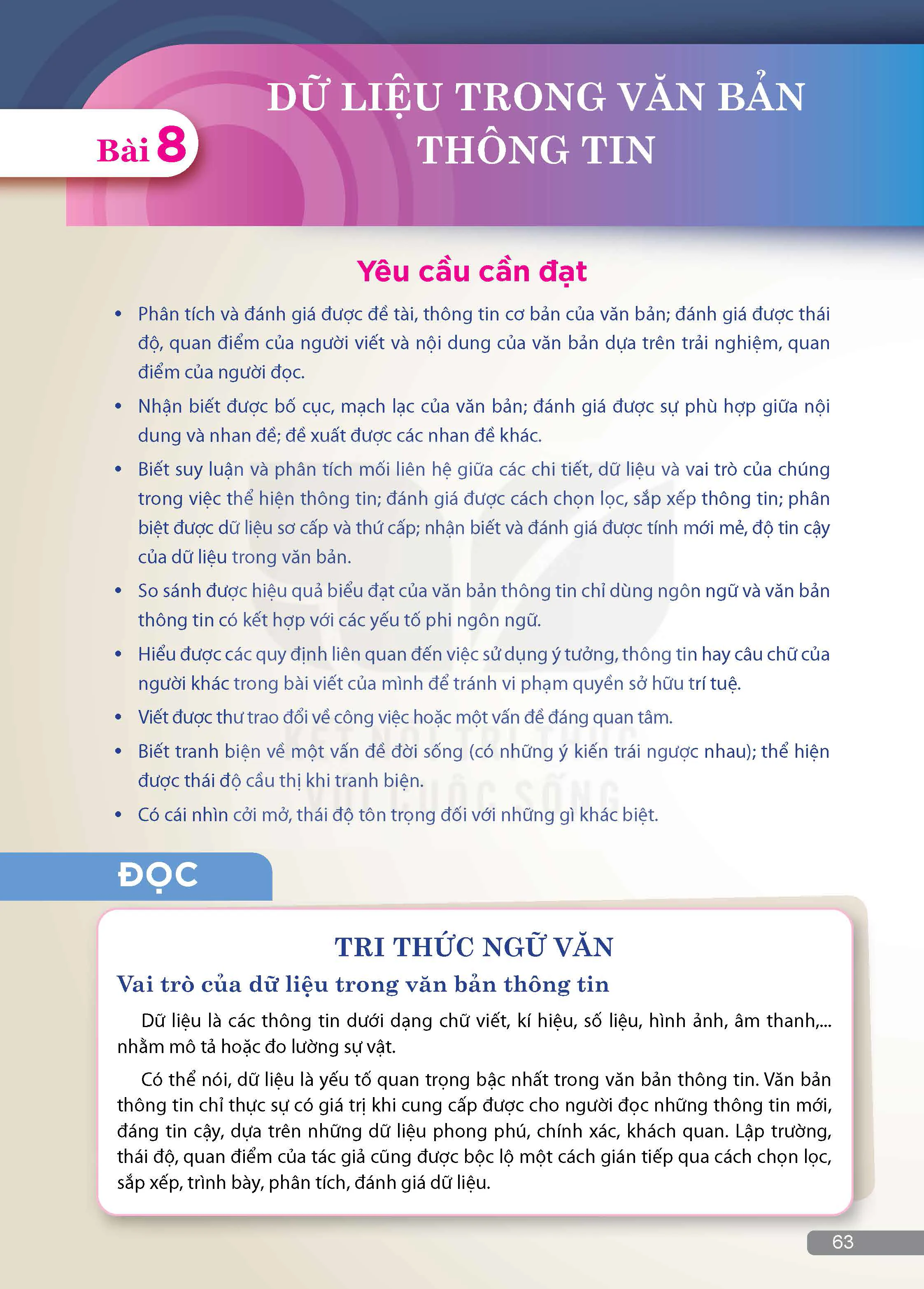 BÀI 8: DỮ LIỆU TRONG VĂN BẢN THÔNG TIN
