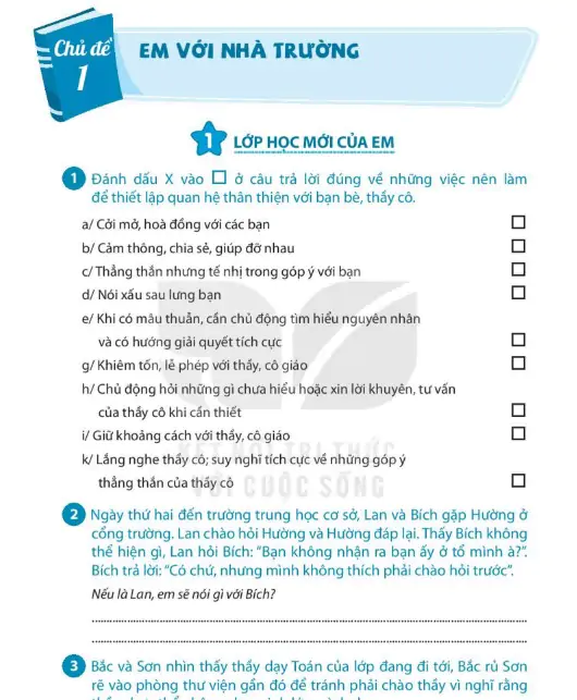Chủ Đề 1: Em Với Nhà Trường