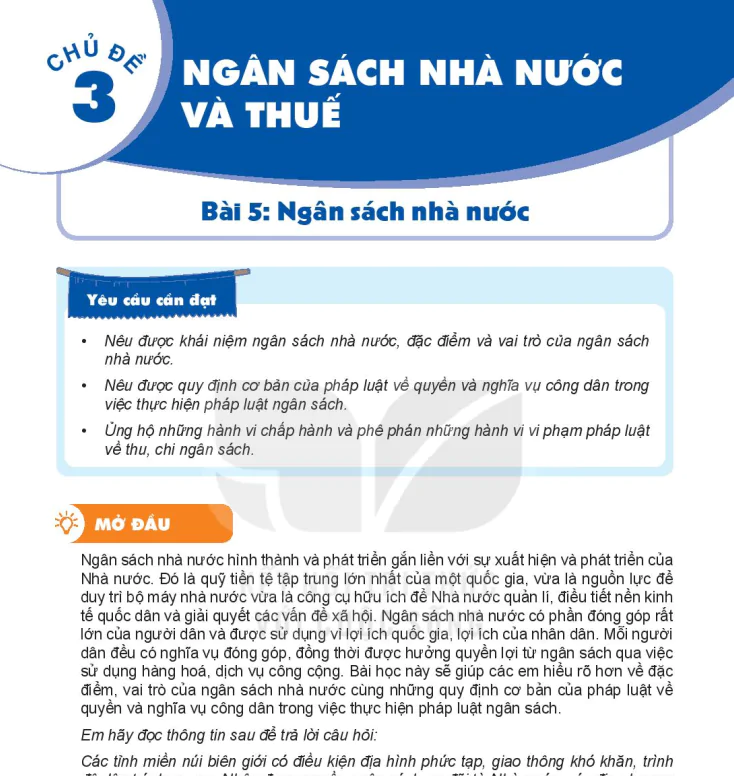 Phần một - Chủ Đề 3: Ngân Sách Nhà Nước Và Thuế
