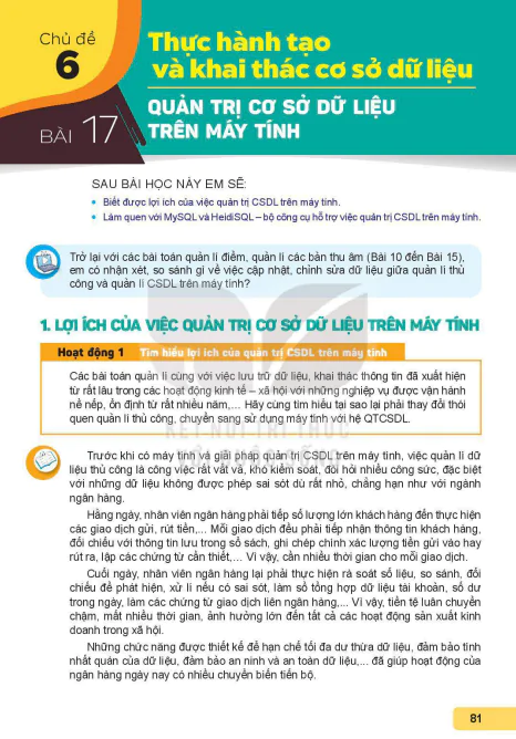 Chủ đề 6: Thực hành tạo và khai thác cơ sở dữ liệu