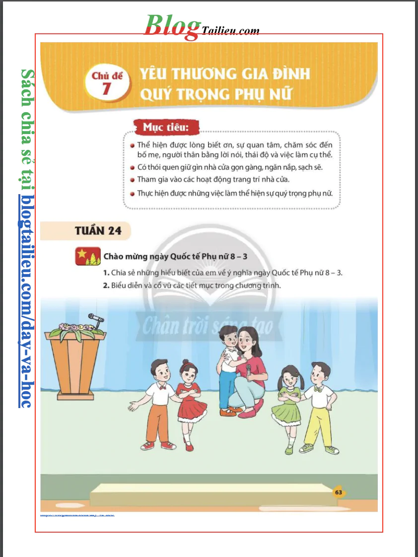 Chủ đề 7: Yêu thương gia đình quý trọng phụ nữ