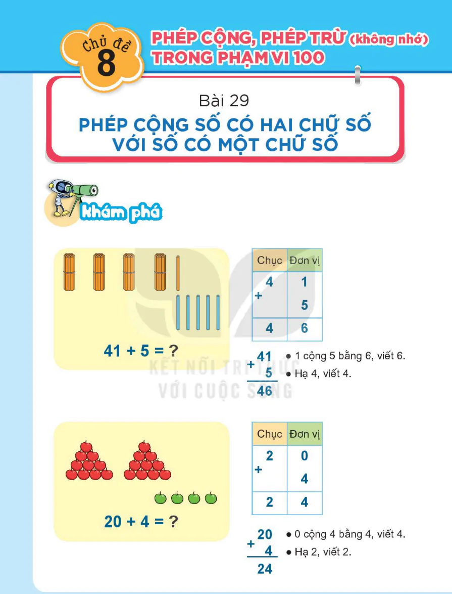 Chủ Đề 8: Phép Cộng, Phép Trừ (không nhớ) Trong Phạm Vi 100