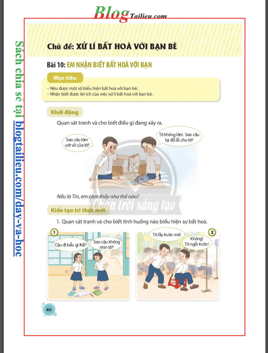 Chủ đề: Xử lý bất hoà với bạn bè