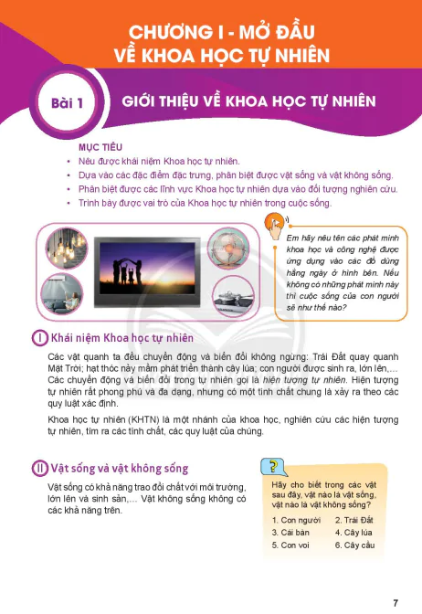 CHƯƠNG I - MỞ ĐẦU VỀ KHOA HỌC TỰ NHIÊN
