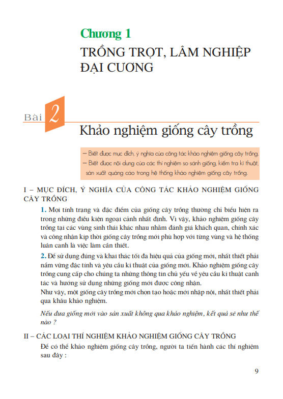 Chương 1: Trồng trọt, lâm nghiệp đại cương