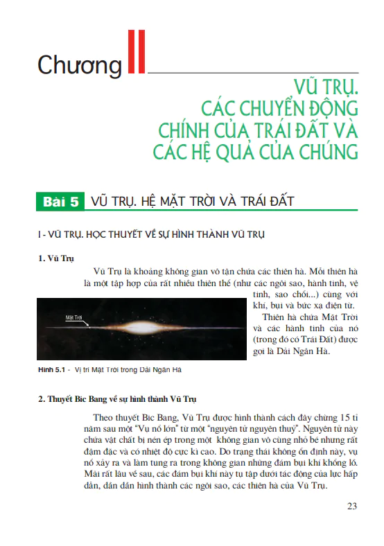 Chương 2: Vũ trụ. Các chuyển động chính của trái đất và các hệ quả của chúng