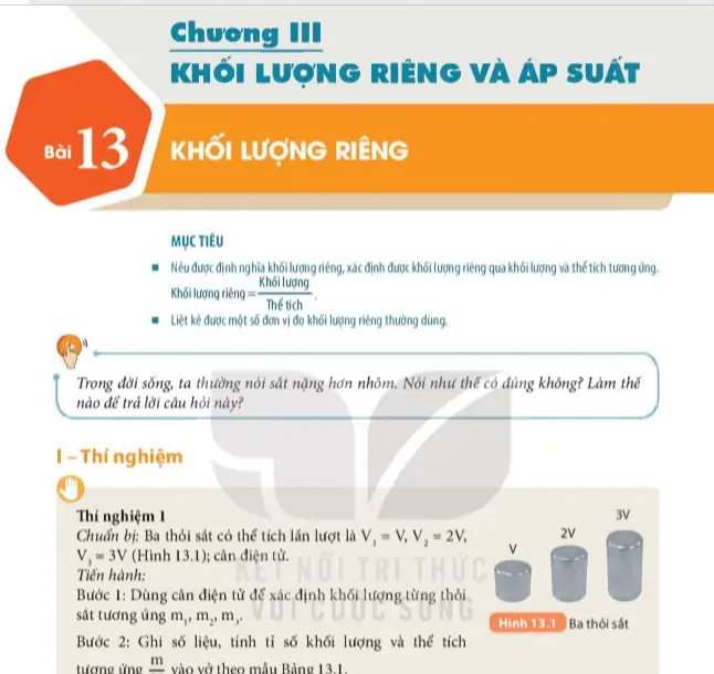 Chương III: Khối lượng riêng và áp suất