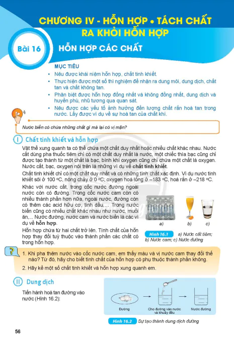 Chương IV: HỒN HỢP - TÁCH CHẤT RA KHỎI HỒN HỢP
