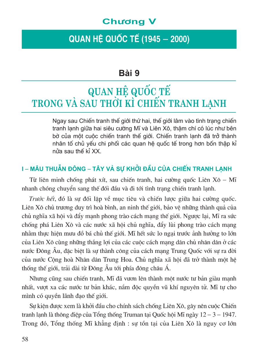 Chương V: Quan Hệ Quốc Tế (1945 - 2000)