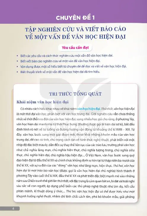 Chuyên Đề 1: Tập Nghiên Cứu Và Viết Báo Cáo Về Một Vấn Đề Văn Học Hiện Đại