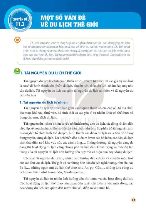 Chuyên Đề 11.2: Một Số Vấn Đề Về Du Lịch Thế Giới