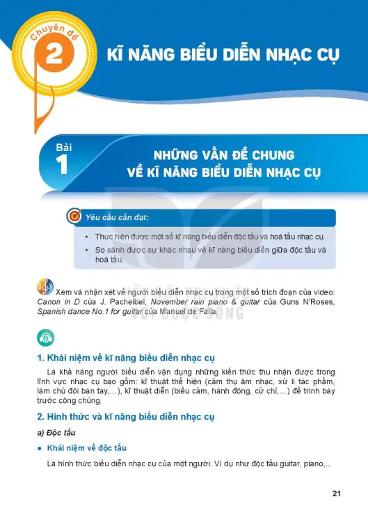 Chuyên Đề 2: Kĩ Năng Biểu Diễn Nhạc Cụ