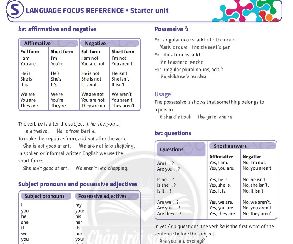 Language Focus Reference