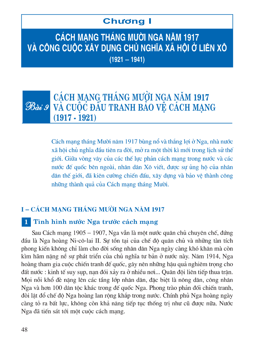 Phần 2 - Chương I: Cách Mạng Tháng Mười Nga Năm 1917 Và Công Cuộc Xây Dựng Chủ Nghĩa Xã Hội Ở LIên Xô (1921 - 1941)