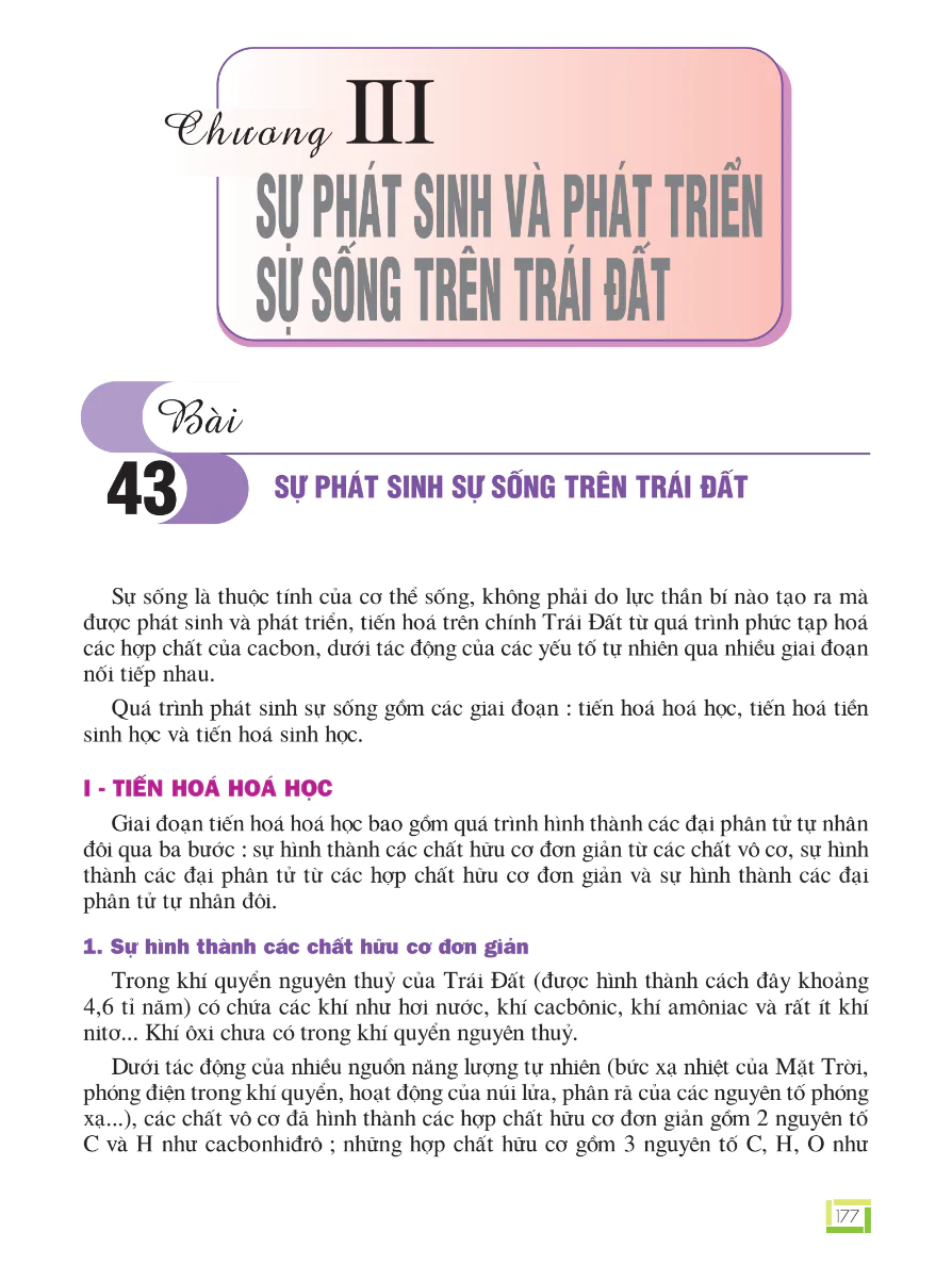 Phần 6 - Chương 3: Sự Phát Sinh Và Phát Triển Sự Sống Trên Trái Đất