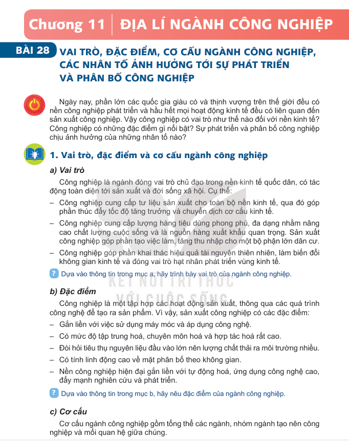 Phần Ba - Chương 11: Địa Lí Nghành Công Nghiệp