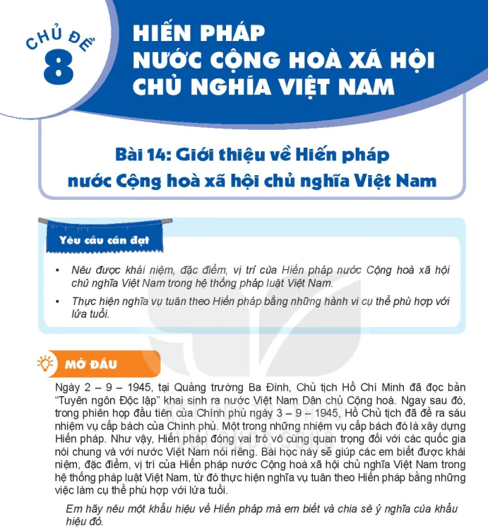 Phần hai - Chủ đề 8: Hiến Pháp Nước Cộng Hòa Xã Hội Chủ Nghĩa Việt Nam