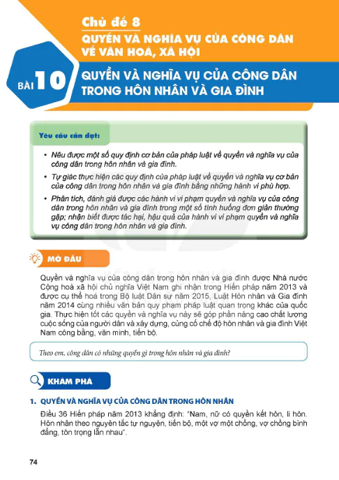 PHẦN HAI - CHỦ ĐỀ 8: QUYỀN VÀ NGHĨA VỤ CỦA CÔNG DÂN VỀ VĂN HOÁ, XÃ HỘI