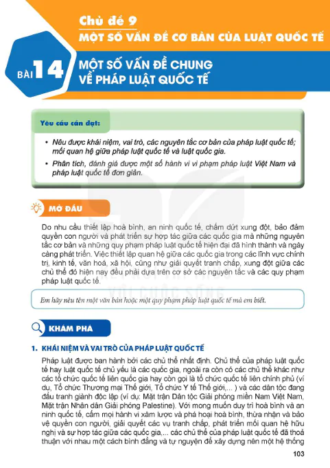 PHẦN HAI - CHỦ ĐỀ 9: MỘT SỐ VẤN ĐỀ CƠ BẢN CỦA LUẬT QUỐC TẾ