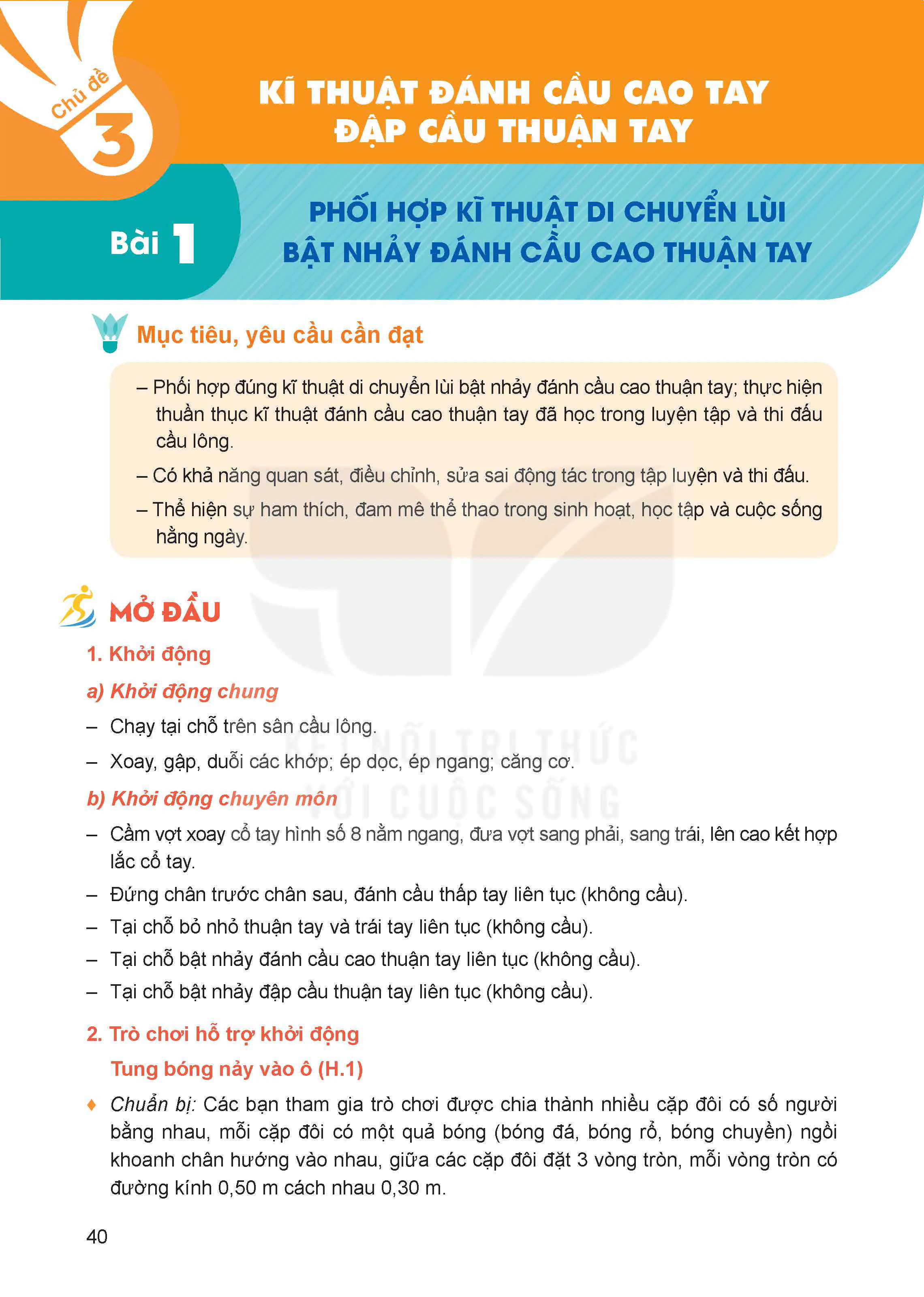 PHẦN II - CHỦ ĐỀ 3. KĨ THUẬT ĐÁNH CẦU CAO TAY VÀ ĐẬP CẦU THUẬN TAY 