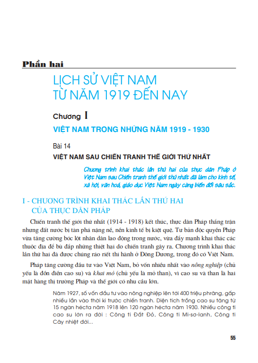 (Phần II) CHƯƠNG I - VIỆT NĂM TRONG NHỮNG NĂM 1919 - 1930