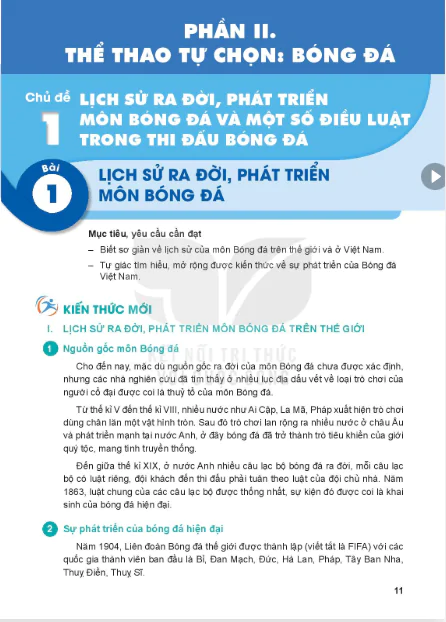 Phần II. Thể thao tự chọn: Bóng đá