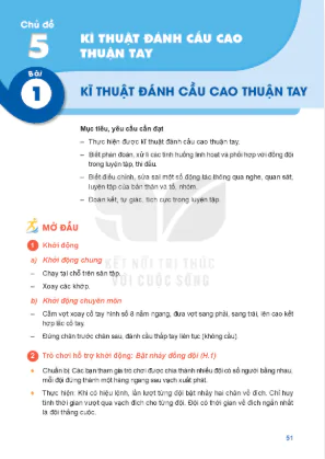 Phần II: Thể thao tự chọn: Cầu lông_Chủ đề 5: Kĩ thuật đánh cầu cao thuận tay