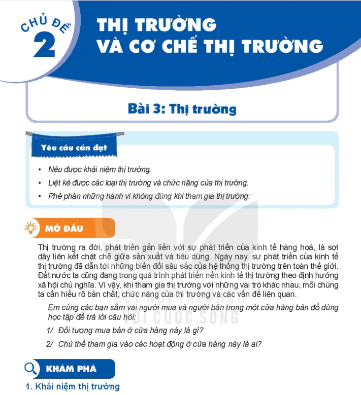 Phần một - Chủ đề 2: Thị Trường Và Cơ Chế Thị Trường