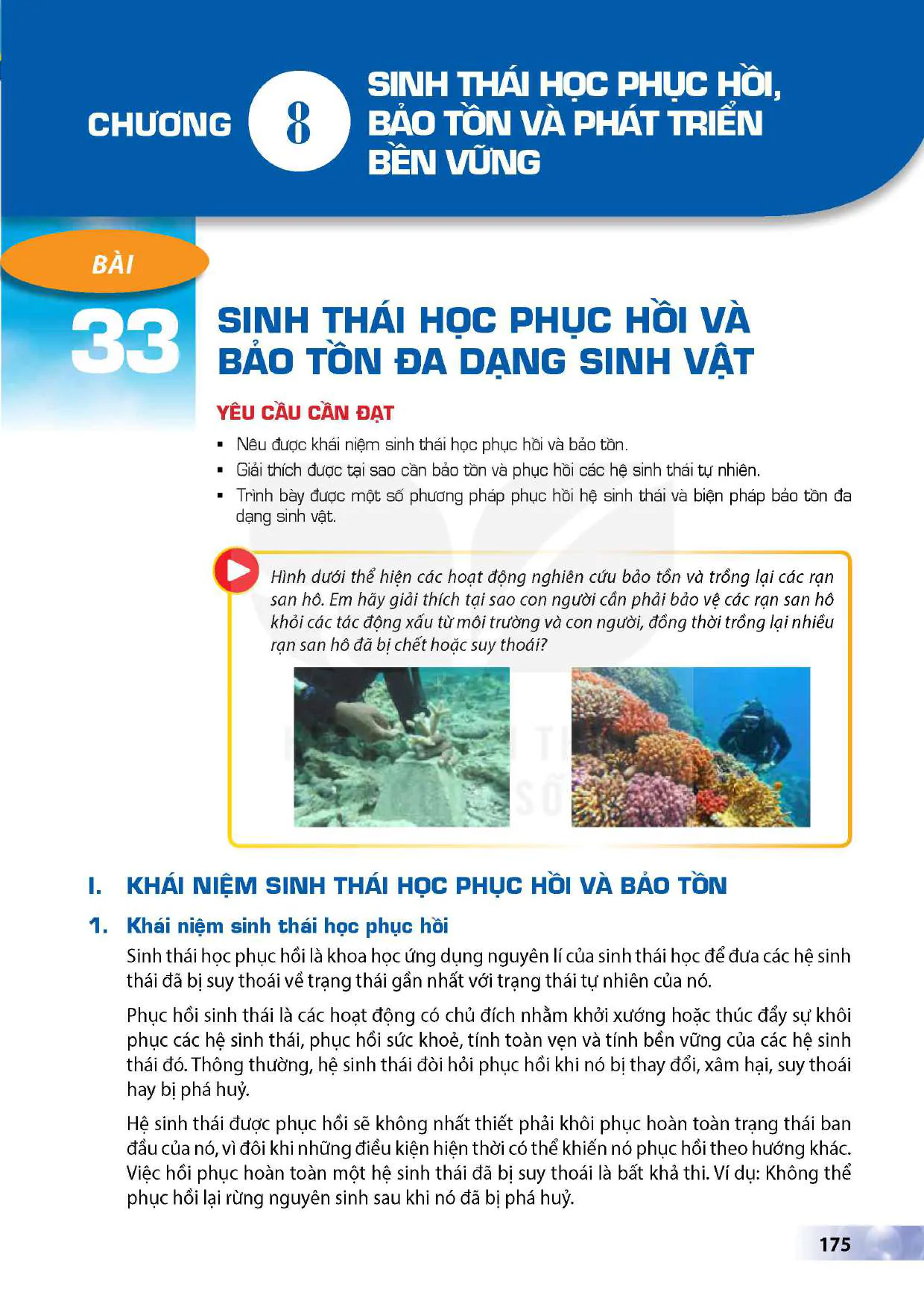 Phần sáu. Sinh thái học và môi trường - Chương VIII: Sinh thái học phục hồi, Bảo tồn và phát triển bền vững