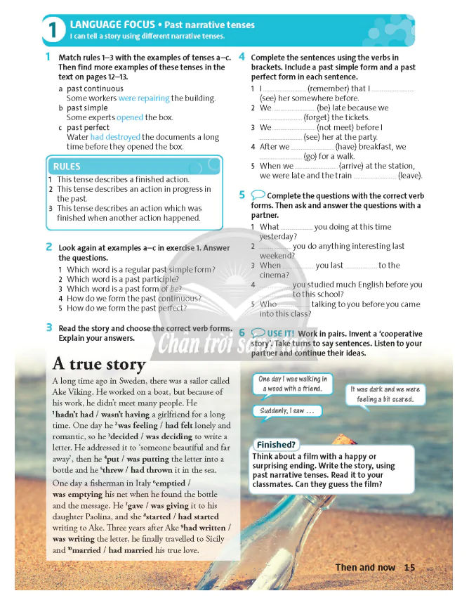 1: LANGUAGE FOCUS - Past narrative tenses