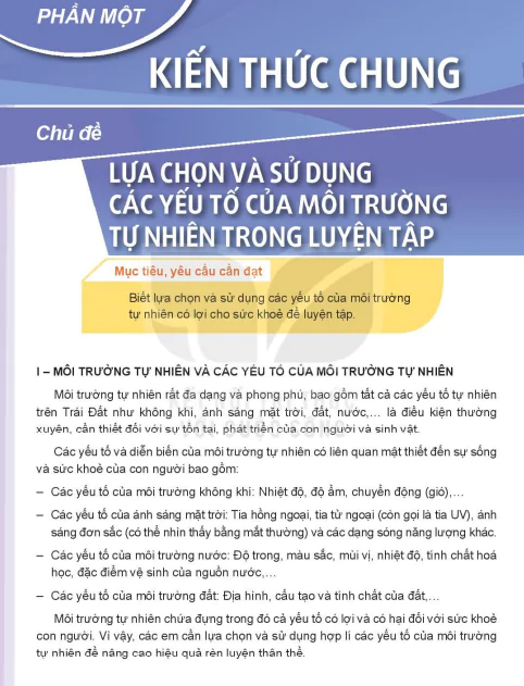 I - MÔI TRƯỜNG TỰ NHIÊN VÀ CÁC YÊU TỐ CỦA MÔI TRƯỜNG TỰ NHIÊN