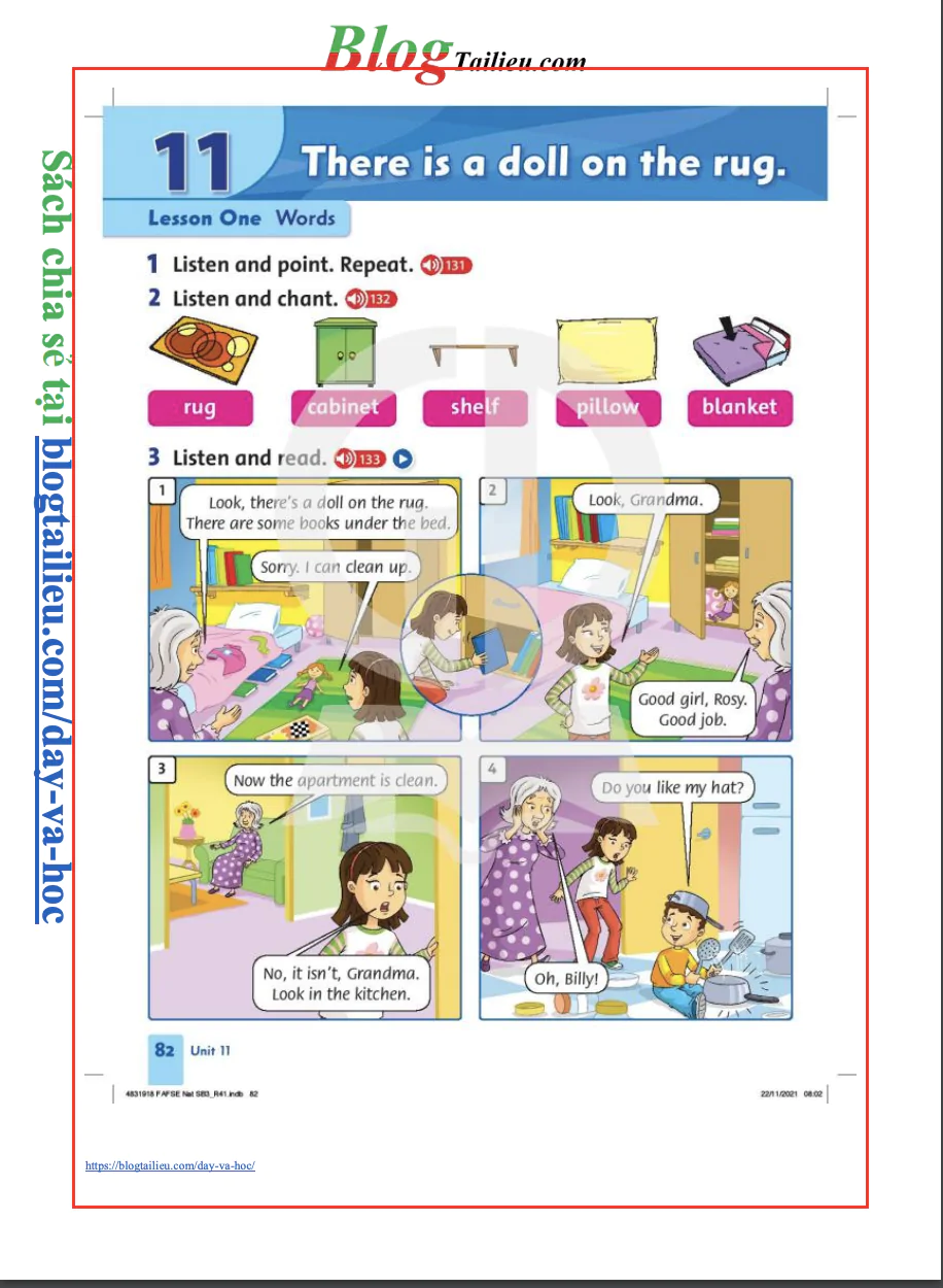 11. There is a doll on the rug