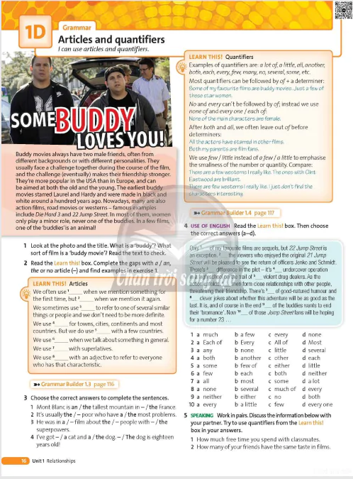 1D Grammar: Articles and quantifiers