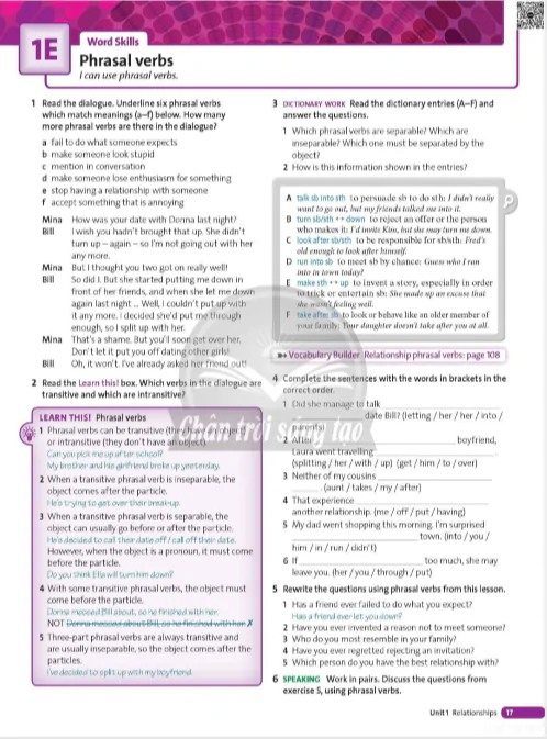 1E Word skills: Phrasal verbs
