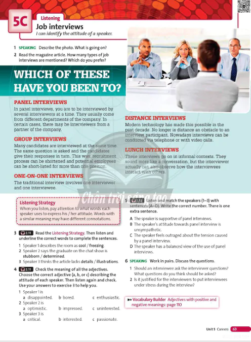 5C Listening: Job interviews