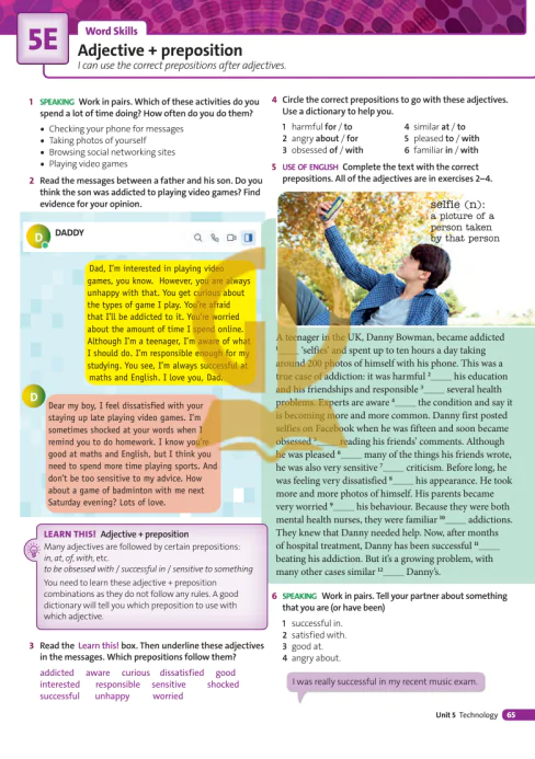 5E: Word Skills  Adjective + preposition