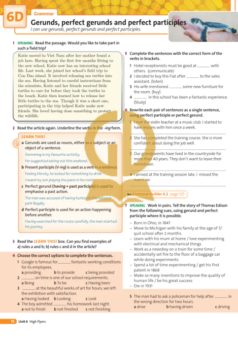 6D: Grammar Gerunds, perfect gerunds and perfect participles