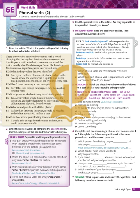 6E: Word Skills Phrasal verbs (2)