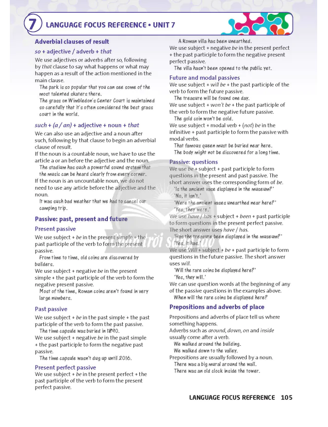 7: LANGUAGE FOCUS REFERENCE - UNIT 7
