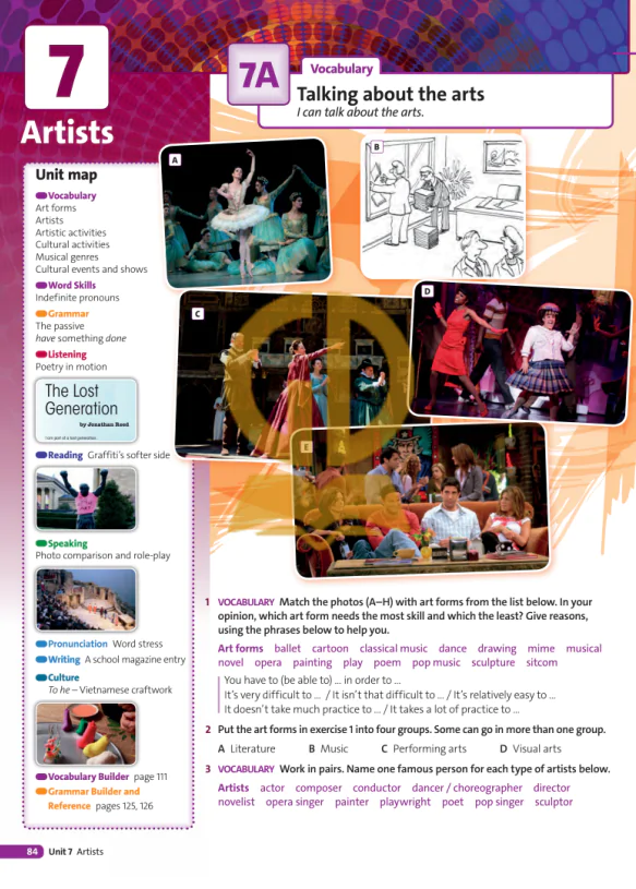 7A: Vocabulary Talking about the arts