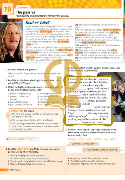 7B: Grammar The passive