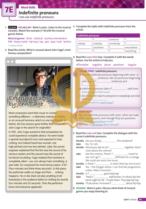 7E: Word Skills Indefinite pronouns