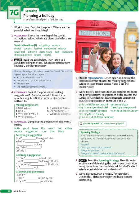 7G. Speaking: Planning a holiday