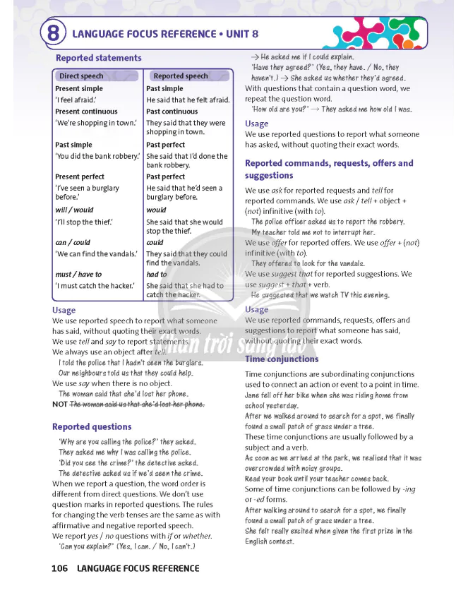 8: LANGUAGE FOCUS REFERENCE - UNIT 8