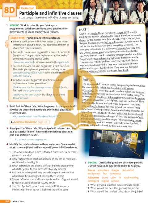 8D: Grammar Participle and infinitive clauses
