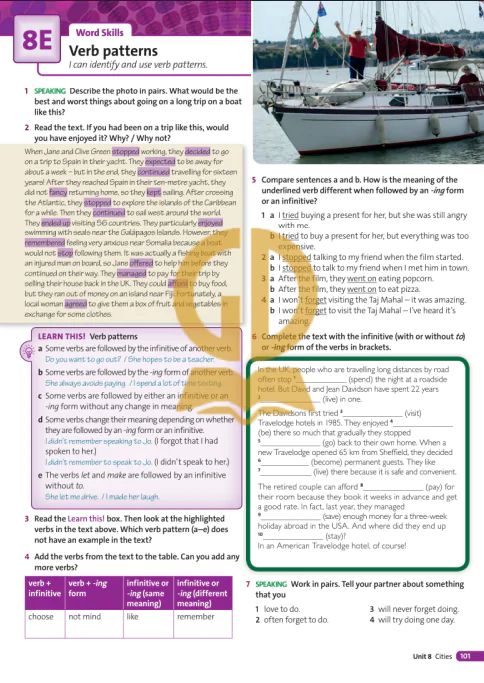 8E: Word Skills Verb patterns