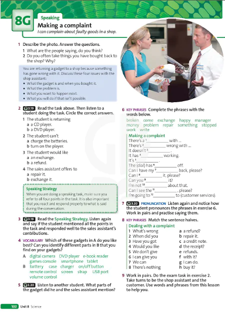 8G. Speaking: Making a complaint