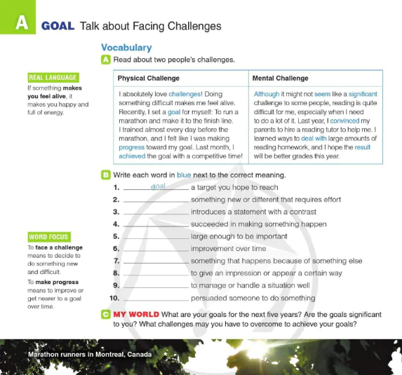 A GOAL: Talk about Facing Challenges